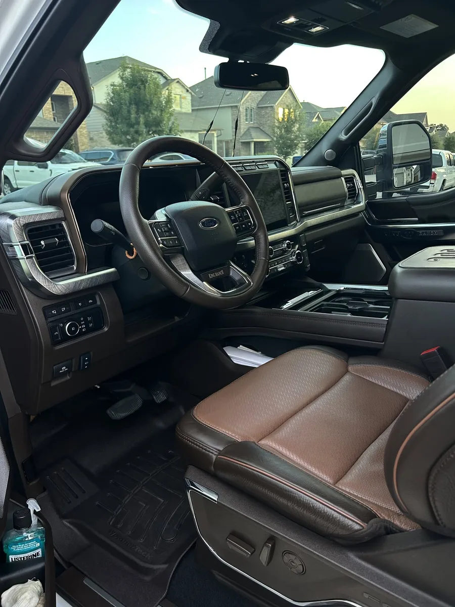 Clean brown leather truck interior