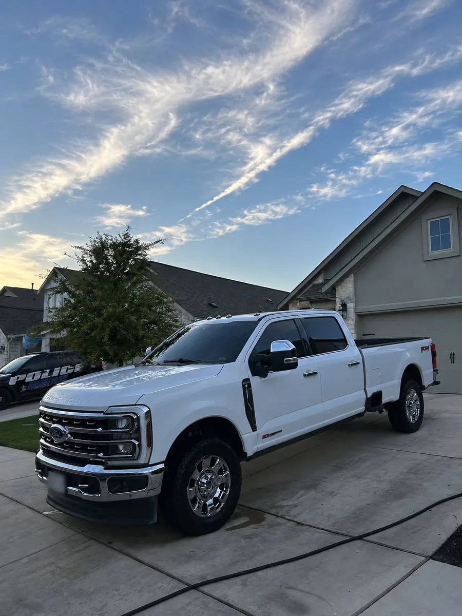 White pickup truck after exterior detailing